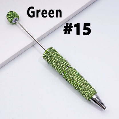 Cross-border new bead pen DIY heavy industry diamond-encrusted bead pen hand-pasted full diamond bead ballpoint pen plastic pen