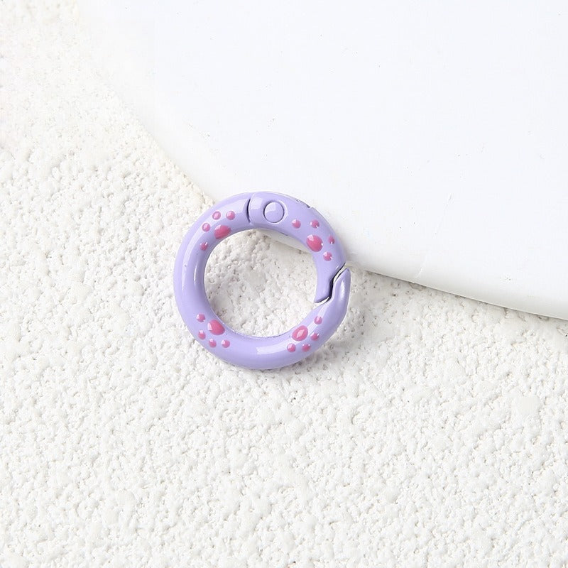 20Mm Candy Color Paint Cat Paw Spring Buckle Oil Drip Jewelry Accessories Cartoon Ring Connecting Ring Backpack Buckle Round