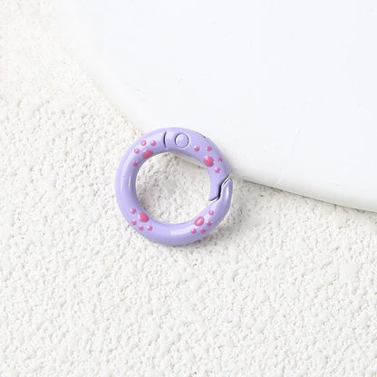 20Mm Candy Color Paint Cat Paw Spring Buckle Oil Drip Jewelry Accessories Cartoon Ring Connecting Ring Backpack Buckle Round