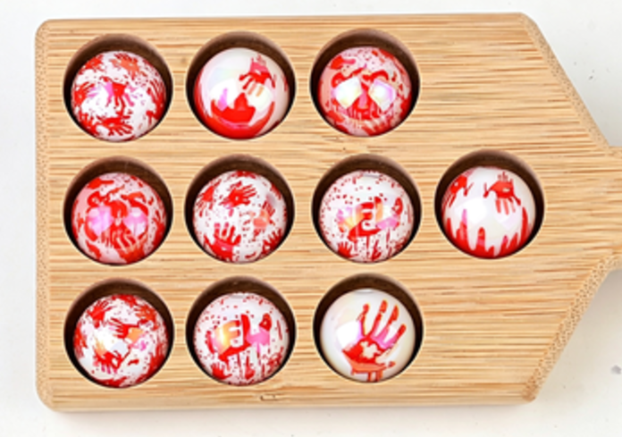Halloween spooky blood handprint straight hole acrylic ball diy mobile phone chain keychain beaded pen jewelry accessories