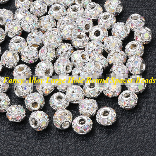 14mm Electroplated White Diamond Wheel Drilling Ring Spacer DIY Round Bead Jewelry Accessories Spacer Beads Transfer Bead Bracelet Accessories