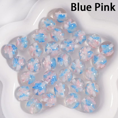 Acrylic Beads Luminous Color Changing Cute Glitter Butterfly Inside, Clear, 16MM