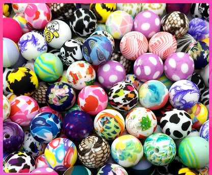 15mm Silicone Beads Water Transfer Beads DIY Jewelry Bead Pen Loose Beads Wholesale #201-250