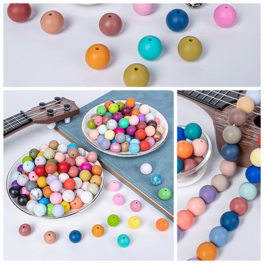 9 Mm Food Grade Silicone Beads Colored Round Loose Beads Handmade DIY Beaded Bracelet Pacifier Chain Accessories Spot Wholesale #51-98