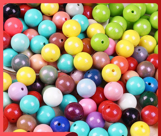 15Mm Chameleon Round Beads Silicone Loose Beads Children's DIY Beaded Bracelet Necklace Oil Spray Mist Color Silicone Bead Accessories Random Mix
