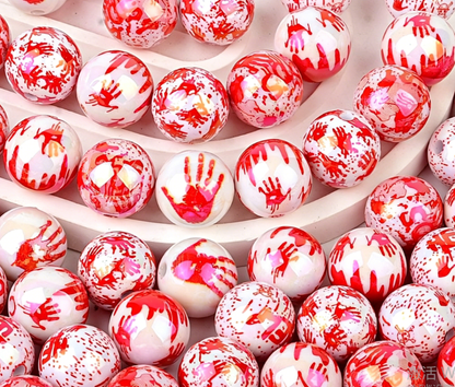 Halloween spooky blood handprint straight hole acrylic ball diy mobile phone chain keychain beaded pen jewelry accessories