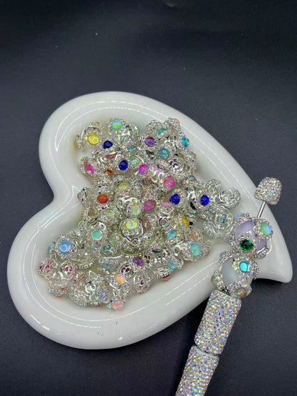 DIY Heavy Industry Rhinestone Chain Alloy Receptacle Zircon Three-petal Receptacle DIY Round Bead Receptacle Bead Pen Car Hanging Accessories