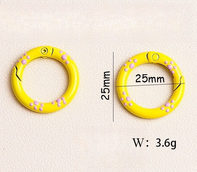 25mm Cat Paw Candy Color Metal Paint  Spring Chain Keychain Pendant DIY Jewelry Accessories Ring Buckle Backpack Buckle