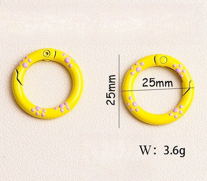 25mm Cat Paw Candy Color Metal Paint  Spring Chain Keychain Pendant DIY Jewelry Accessories Ring Buckle Backpack Buckle