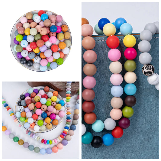15mm Food grade silicone beads colored round loose beads handmade DIY beaded bracelet pacifier chain accessories spot wholesale #51-99