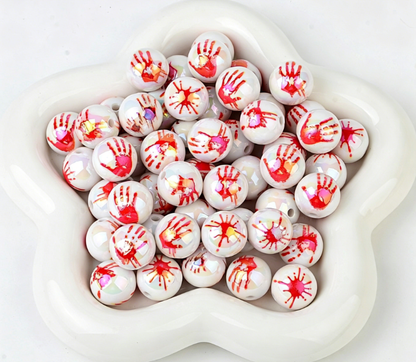 Halloween spooky blood handprint straight hole acrylic ball diy mobile phone chain keychain beaded pen jewelry accessories