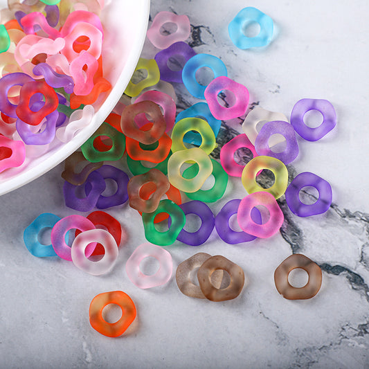 Acrylic Spacer Beads Frosted Matte Wavy Shape, Translucent Color, 16MM