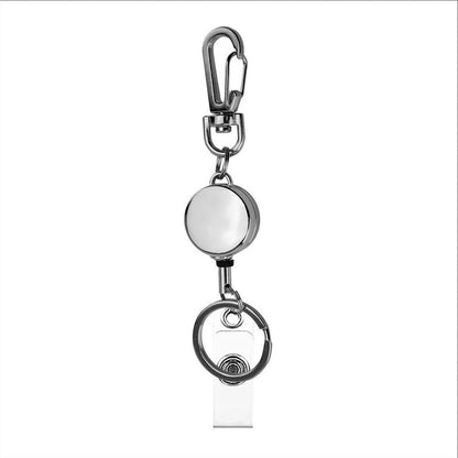 Outdoor Mini Round Zinc Alloy Telescopic Easy-to-pull Buckle Keychain ID Buckle Easy-to-pull Telescopic Buckle
