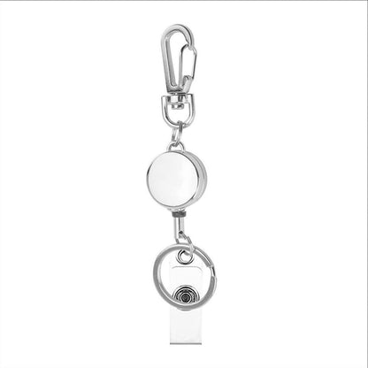 Outdoor Mini Round Zinc Alloy Telescopic Easy-to-pull Buckle Keychain ID Buckle Easy-to-pull Telescopic Buckle