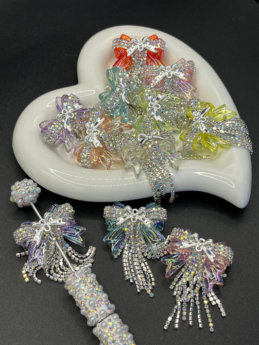 New Style Rhinestone Chains, Tassels, Bowknots & Rhinestone Balls – Straight-Hole Beads for DIY Keychain & Necklace Jewelry Accessories