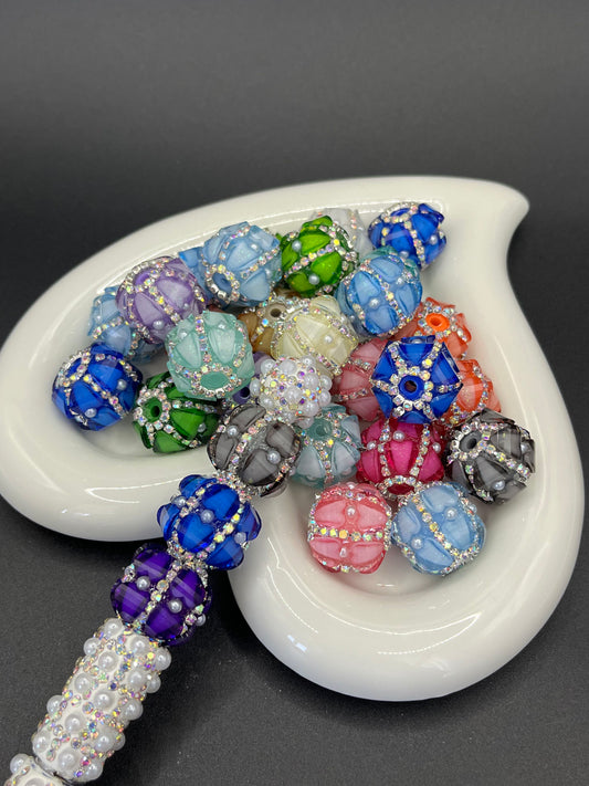 Drill Chain Ball Round Beads with Straight Holes - DIY Phone Chain Beading Materials, Car Hanging Accessories, Stylish Drill Balls