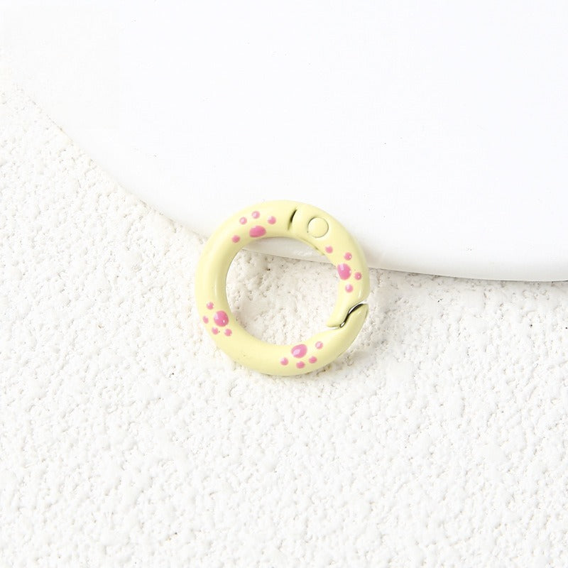 20Mm Candy Color Paint Cat Paw Spring Buckle Oil Drip Jewelry Accessories Cartoon Ring Connecting Ring Backpack Buckle Round