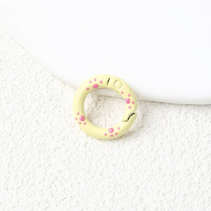 20Mm Candy Color Paint Cat Paw Spring Buckle Oil Drip Jewelry Accessories Cartoon Ring Connecting Ring Backpack Buckle Round