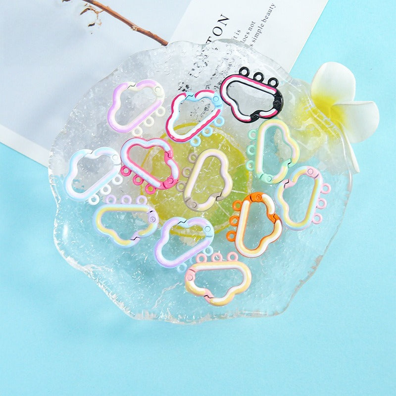 25*30Mm Candy Color Cloud Spring Buckle 3 Hanging Hole Accessories Color Paint Keychain DIY Accessories Open Spring Ring