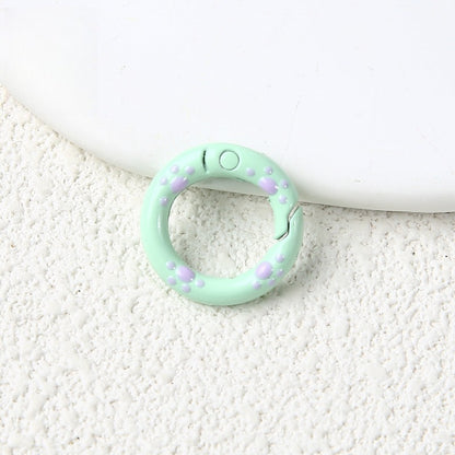 20Mm Candy Color Paint Cat Paw Spring Buckle Oil Drip Jewelry Accessories Cartoon Ring Connecting Ring Backpack Buckle Round