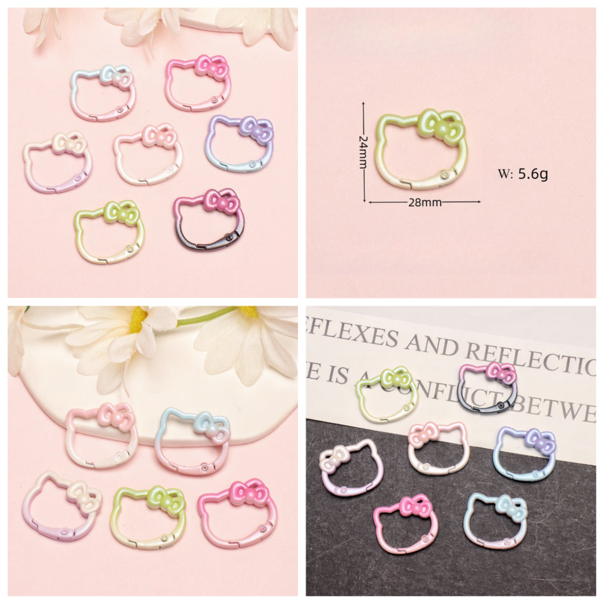 28*24mm Paint Gradual Change Color Spring Buckle Opening Ring Kt Cat Spring Ring Keychain DIY Accessories Alloy Accessories Wholesale
