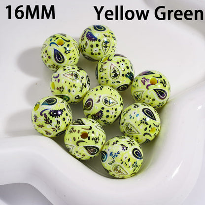 Acrylic Beads for Bracelets with Traditional Paisley Designs Patterns, 16MM, Multi-Color