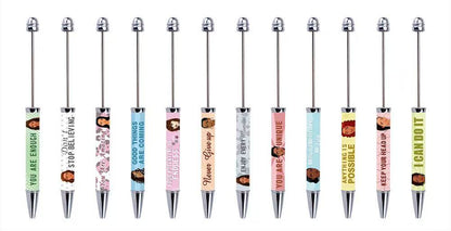 DIY Plastic Beadable Pens with Witty Sayings and Girls Prints