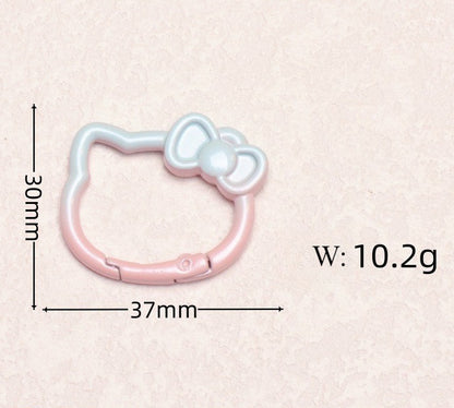37*30mm Two-color Paint Gradual Change Cute Bow Kitten Spring Buckle DIY Accessories Keychain Bag Pendant