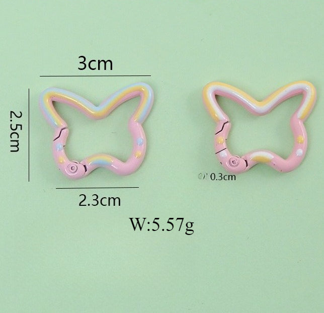 25*30mm Color Butterfly Spring Buckle Paint Alloy Buckle Handmade DIY Pendant Doll Bag Keychain Accessories