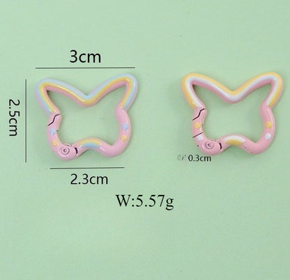 25*30mm Color Butterfly Spring Buckle Paint Alloy Buckle Handmade DIY Pendant Doll Bag Keychain Accessories