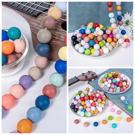 12mm Food grade silicone beads colored round loose beads handmade DIY beaded bracelet pacifier chain accessories spot wholesale