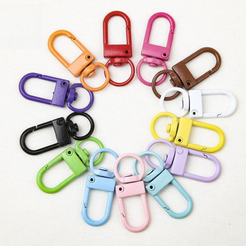32MM Color Alloy Paint Small Door Buckle, Keychain, Dog Buckle DIY Jewelry Accessories, Bag, Doll Hanging Buckle, Spring Buckle.