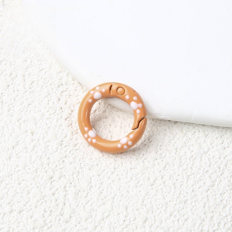 20Mm Candy Color Paint Cat Paw Spring Buckle Oil Drip Jewelry Accessories Cartoon Ring Connecting Ring Backpack Buckle Round