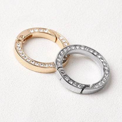 35MM Round Diamonds Keyring High-grade Diamond Spring Opening Ring Flat Wire Metal Spring Ring Car Key Spring Ring Round Hardware Accessories