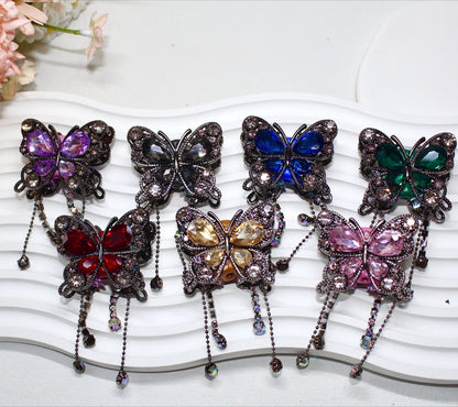 Heavy Industry Soft Pottery Three-dimensional Advanced Sense Butterfly Crystal Tassel Beads Wear Pen Loose Beads Handmade Mobile Phone Chain Accessories DIY