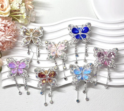 Heavy Industry Soft Pottery Three-dimensional Advanced Sense Butterfly Crystal Tassel Beads Wear Pen Loose Beads Handmade Mobile Phone Chain Accessories DIY