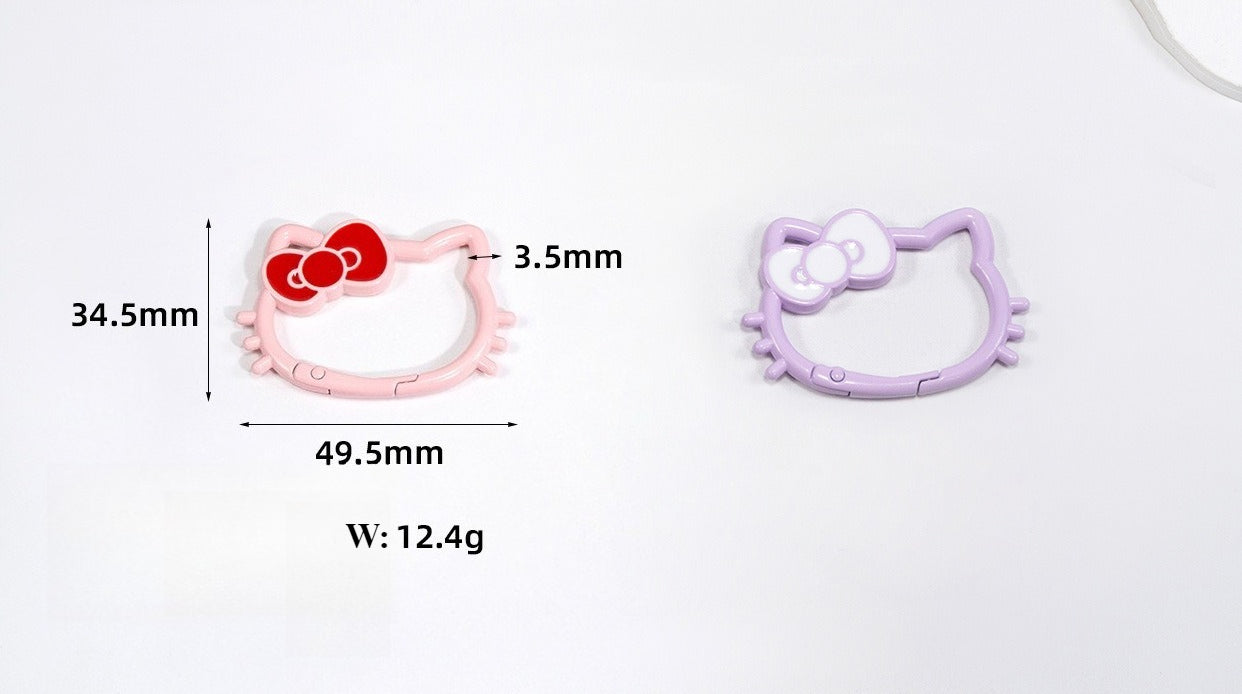 34.5*49.5mm Paint Color Spring Buckle Opening Ring KT Cat Spring Ring Keychain DIY Accessories Alloy