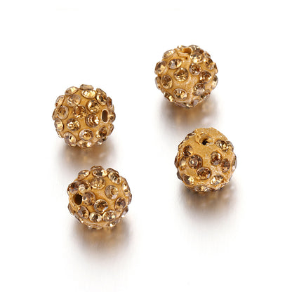 Bling Bling Sparkling Clay Beads with Acrylic Rhinestones, 8mm