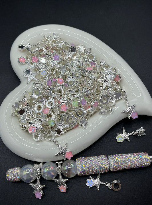 Aurora Iridescent Color Series - Rhinestone-Embedded Alloy Pendants & Sun/Star/Moon Spacer Beads - DIY Jewelry Supplies for Beading Pens, Collarbone Necklaces, Bracelets & Earrings