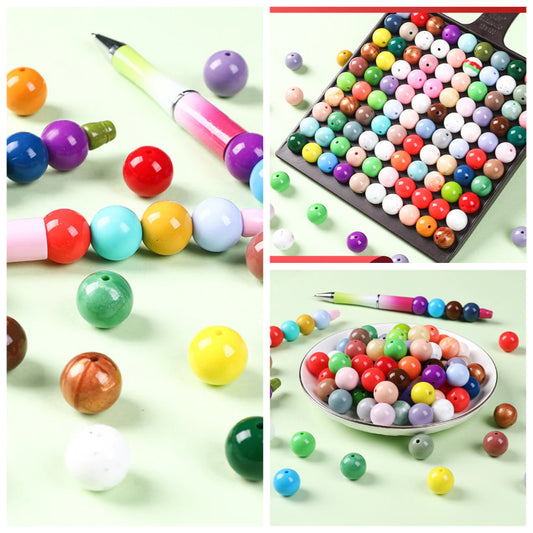 15mm Spot Glossy Silicone Beads Round Loose Beads DIY Jewelry Smooth Oil Injection Silicone Beads Mixed Color Beads #51-68