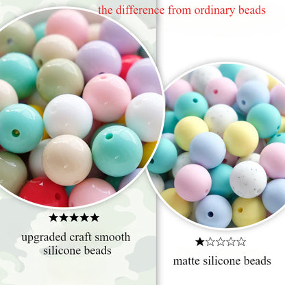 15mm Spot Glossy Silicone Beads Round Loose Beads DIY Jewelry Smooth Oil Injection Silicone Beads Mixed Color Beads