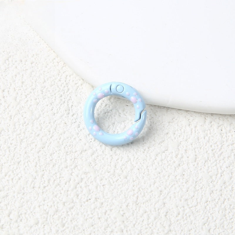 20Mm Candy Color Paint Cat Paw Spring Buckle Oil Drip Jewelry Accessories Cartoon Ring Connecting Ring Backpack Buckle Round