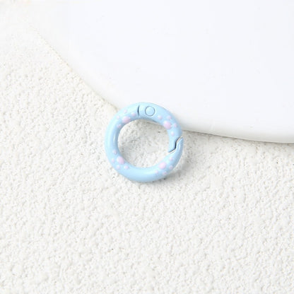20Mm Candy Color Paint Cat Paw Spring Buckle Oil Drip Jewelry Accessories Cartoon Ring Connecting Ring Backpack Buckle Round