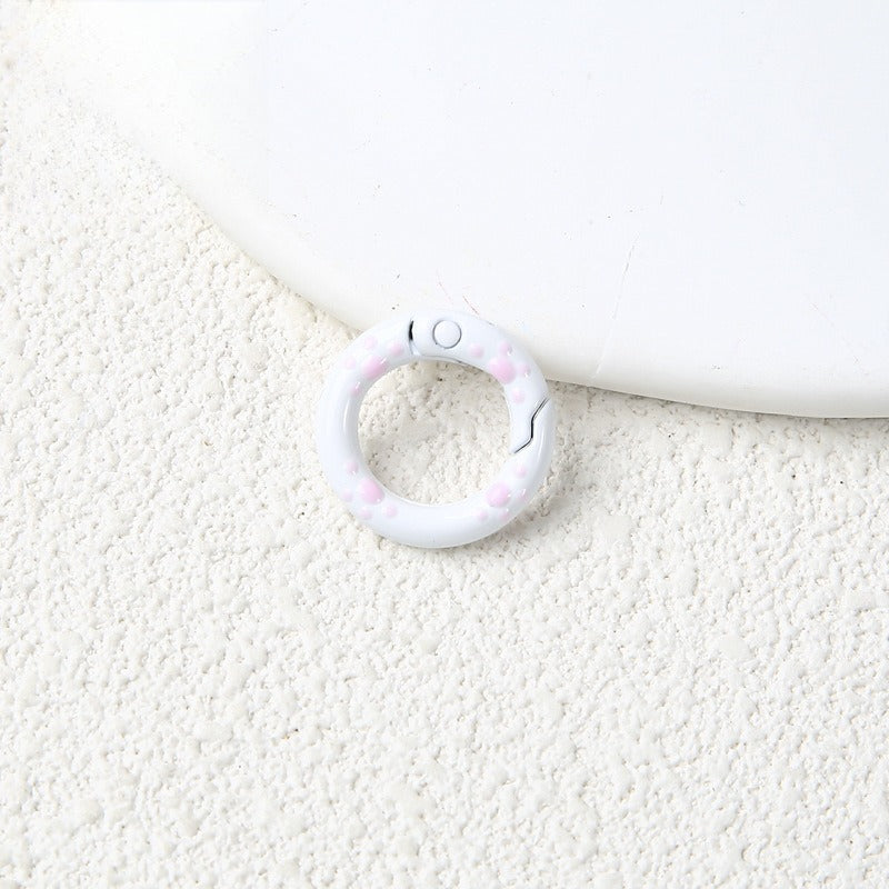 20Mm Candy Color Paint Cat Paw Spring Buckle Oil Drip Jewelry Accessories Cartoon Ring Connecting Ring Backpack Buckle Round