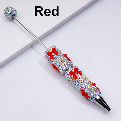 Beadable Clay Pens with Cute Bowknots AB Rhinestones Covered the Entire Pen
